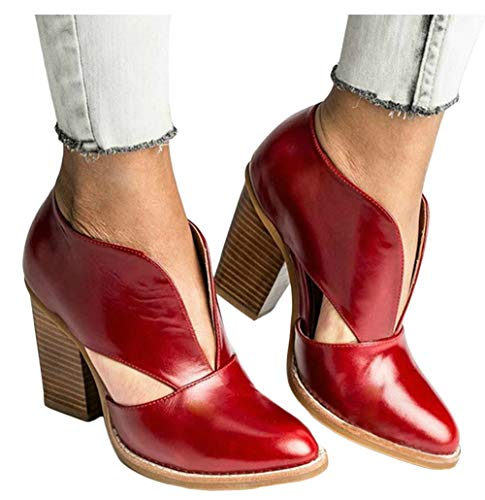 Product Cover LAICIGO Women's Ankle Booties High-Heel Chunky Heel Short Boots Slip On Office Dress Casual Shoes Cutout Booties