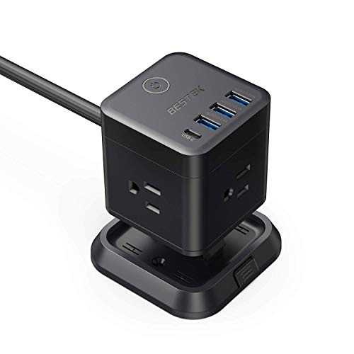 Product Cover BESTEK Power Strip with USB, Vertical Cube Mountable Power Outlet Extender with 3 Outlets, 3 USB & 1 Type-C Ports, 5-Foot Extension Cord and Detachable Base for Easy Mounting