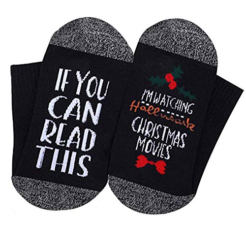 Product Cover Novelty Socks Funny Socks Christmas Valentine's Day Cotton Socks If You Can Read This Christmas Socks for Men Womens