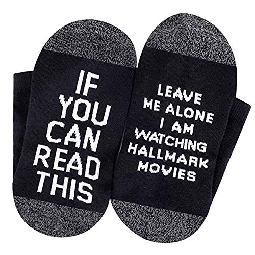 Product Cover Novelty Socks Funny Socks Christmas Valentine's Day Cotton Socks If You Can Read This Christmas Movies Socks for Men Womens