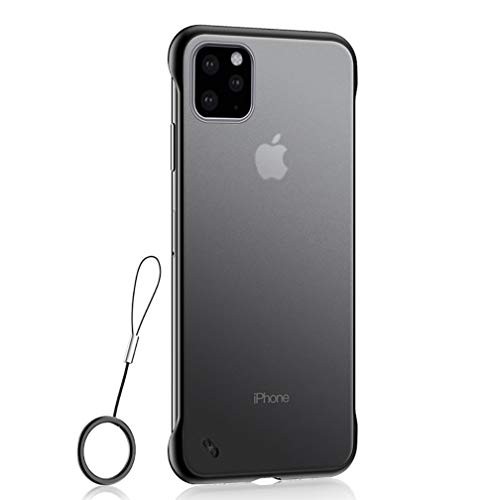 Product Cover ASONRL Compatible with iPhone 11 Pro Max Case, Ultra Thin Frameless Matte Hard PC Shock Absorption TPU Bumper with Non-Slip Rope Pull Ring Case for iPhone 2019 6.5 inch (Black)