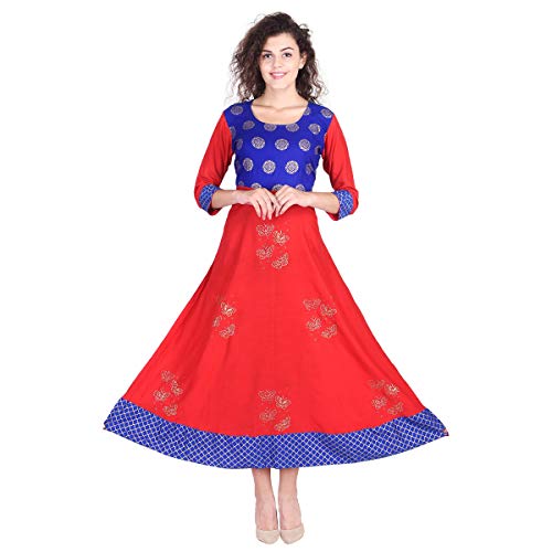 Product Cover Vihaan Impex Indian Tunic Long Rayon Anarkali Women Dress Partywear Kurti for Women