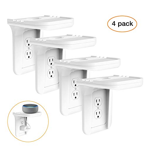 Product Cover Wall Outlet Shelf Holder Charging Socket Power Perch Organizer, [up to 15lbs] [Easy Install] with Standard Duplex Décor Plate, Space Saving for Echo/Google Home/Cell Phone/Smart Speaker(4 Pack)