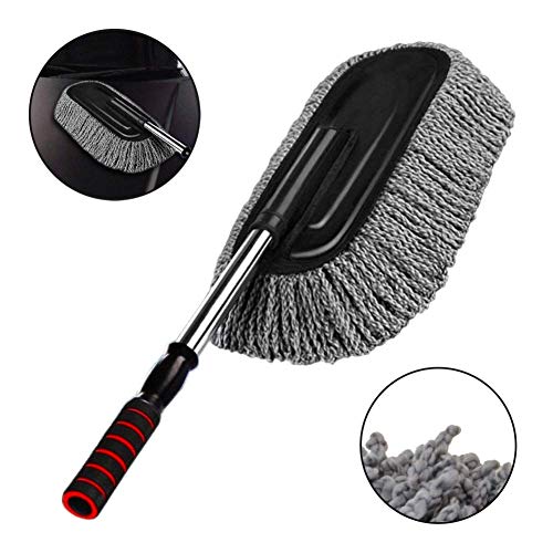 Product Cover Jukkre Car Duster, Long Retractable/Soft/Non-Slip/Handle ，Multipurpose Microfiber Wash Brush Vehicle Interior and Exterior Cleaning Kit with for Car, Boats or Home