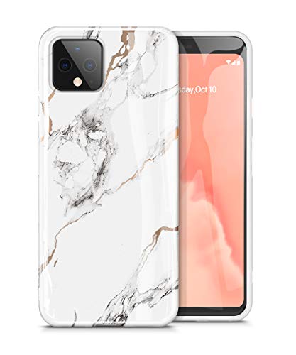 Product Cover GVIEWIN Nature Series for Google Pixel 4XL Case 2019, Ultra Slim Thin Glossy Soft TPU Rubber Gel Marble Phone Case Cover Compatible with Google Pixel 4 XL (White/Gold)