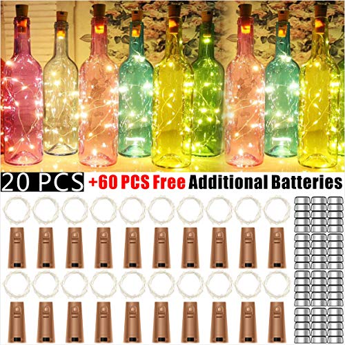 Product Cover Amozmcom Wine Bottle Lights with Cork - 20 Pack 20 LED Battery Operated LED Fairy Mini String Lights for Christmas Decorations,DIY,Party,Decor,Wedding.(60 PCS Free Additional Batteries.Warm White)