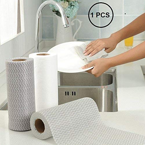 Product Cover Zonku Non-woven Reusable Super Absorbent Cleaning Wipes Roll Paper Holder Towel Roll For Kitchen And Bathroom, 1 Roll (50 PCS Sheet)