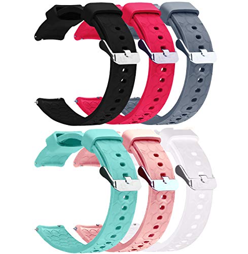 Product Cover RuenTech Compatible with Garmin Vivoactive 4S / Vivomove 3S Band 18mm Silicone Sport Straps Soft Wristbands for Vivoactive 4S&Vivomove 3S Watch Band (Multicolor-6Pack)