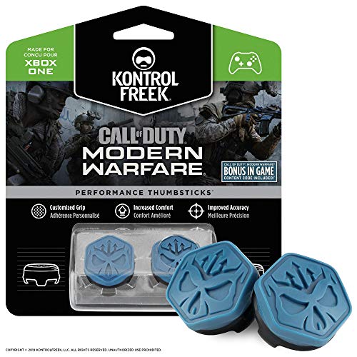Product Cover KontrolFreek Call of Duty Modern Warfare Performance Thumbsticks for Xbox One | 2 Mid-Rise, Convex | Blue/Black