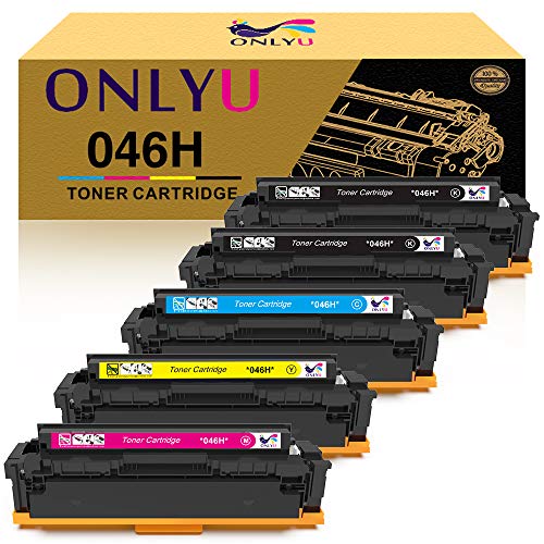 Product Cover ONLYU Compatible Toner Cartridge Replacement for Canon 046 046H for Color ImageCLASS MF735Cdw LBP654Cdw MF731Cdw MF733Cdw Laser Printer (2Black, Yellow, Magenta, Cyan, 5-Pack)