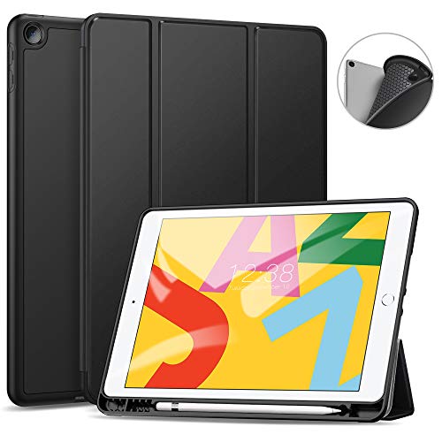 Product Cover Ztotop Case for iPad 7th Generation 10.2 Inch 2019, Full Body Protective Rugged Shockproof Case with Pencil Holder, Trifold Stand with Auto Sleep/Wake Smart Case Cover for iPad 10.2 2019 - Black