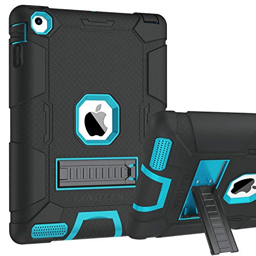 Product Cover iPad 2 Case, iPad 3 Case, iPad 4 Case, BENTOBEN Kickstand Heavy Duty Rugged Shockproof High Impact Resistant Hybrid Three Layer Armor Full Body Protective Case for Apple iPad 2/3/4th Gen, Black/Blue