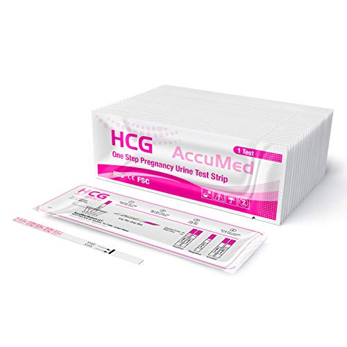 Product Cover AccuMed Pregnancy (HCG) Test Strips Kit, Clear and Accurate Results, 99% Accurate, 50 Count - Expire 01/2021