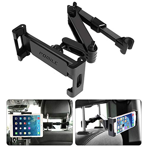 Product Cover POMILE Car Headrest Tablet Mount - Stretchable Tablet Headrest Holder - Car Backseat Seat Mount for All 4.6in - 12.9in Compatible with Pad Mini Pro Air, Nintendo Switch, Samsung Galaxy Tabs