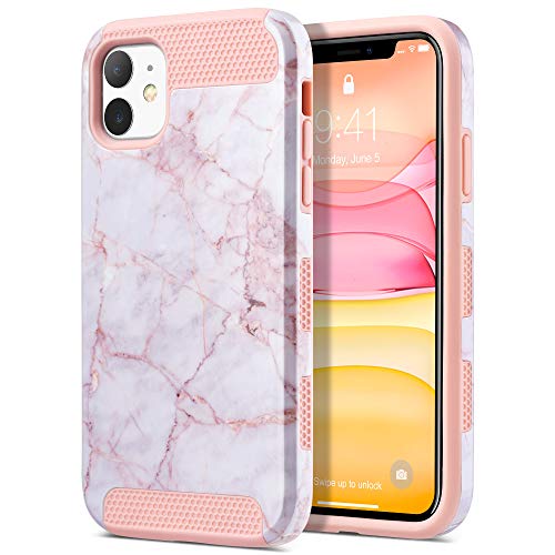 Product Cover ULAK iPhone 11 Case, Slim Stylish Designed Shockproof Protective Hybrid Scratch Resistant Hard Back Cover Shock Absorbent TPU Bumper Case for Apple iPhone 11 6.1 inch (2019), Pink Marble