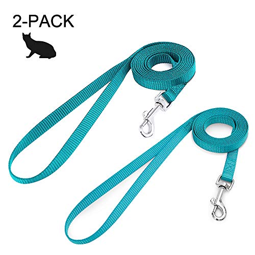 Product Cover Small Pet Leash Cat Walking Leash 59 inches Long Nylon Dog Leashes for Easy Control Lightweight Durable Kitten Leash with 360 Degree Swivel Clip Training Leashes for Small Medium Cats, 2 Pack