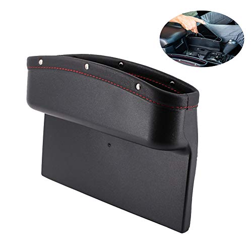 Product Cover DEFENNA Car Seat Pockets PU Leather Car Console Side Organizer Seat Gap Filler Catch Caddy with Non-Slip Mat 9.2x6.5x2.1 inch Black