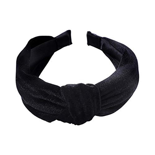Product Cover 1Pcs Velvet Headbands for Women,Wide Headbands Knot Turban Headband Vintage Hairband Elastic Hair Hoops Fashion Hair Accessories for Women and Girls,Black