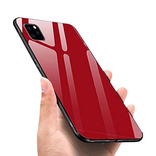 Product Cover Luhuanx Case Compatible with iPhone 11 Pro Max,Tempered Glass Case Back + TPU Frame Hybrid Shell Slim Case for iPhone 11 Pro Max in 6.5 inch,Anti-Scratch (Drop) 2019-Red