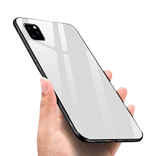 Product Cover Luhuanx Case Compatible with iPhone 11 Pro Max,Tempered Glass Case Back + TPU Frame Hybrid Shell Slim Case for iPhone 11 Pro Max in 6.5 inch,Anti-Scratch (Drop) 2019-white