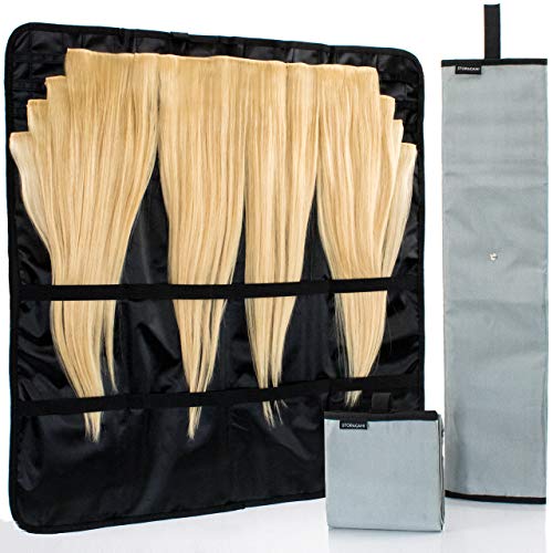 Product Cover Hair Extension Storage Case - Luxurious, Satin-Lined Portable Holder Keeps Clip-In, Tape-In, Human & Synthetic Hair Smooth and Tangle-Free - Perfect for Travel, Easy to Hang or Carry in Your Bag