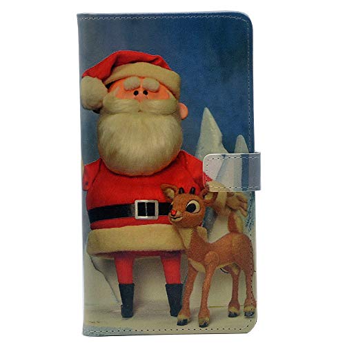 Product Cover TPACC iPhone 8 Plus Case - Santa Claus Red Nosed Reindeer Christmas Classics Cartoon Pattern Leather Wallet Case Stand Cover with Card Slots for Apple iPhone 8 Plus,iPhone 7 Plus