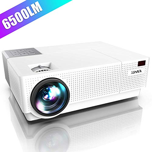 Product Cover Projector, YABER Native 1920x 1080P Projector 6500 Lumens Full HD Video Projector, ±45° 4D Keystone Correction,LCD LED Home & Outdoor Projector Compatible with Smartphone,PC,TV Box,PS4