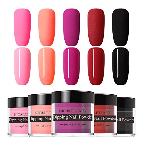 Product Cover NICOLE DIARY Dipping Nail Powder Kit 10g Red Black Matte Series French Nails Dipping System Nail Art Decoration(5 Colors/set)