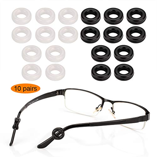 Product Cover 10 Pairs Silicone Eyeglass Retainer, Premium Anti - Slip Round Eyewear Retainer, Comfort Eyeglass Ear Grips for Sunglasses, Reading Glasses, Eyeglass Temple Tips for Sports