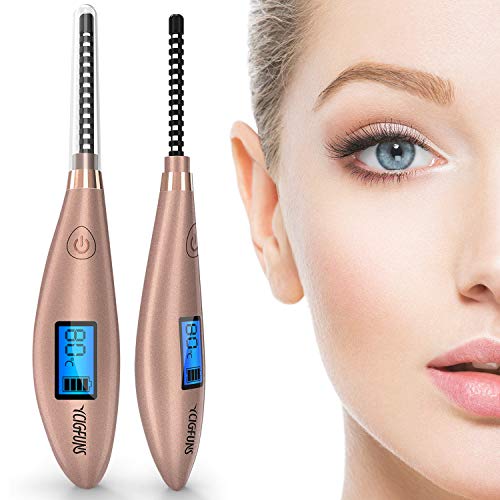 Product Cover Heated Eyelash Curler, YCIGFUNS Ceramic Electric Eyelash Curler, USB Rechargeable Eyelash Curler with LCD Display for Eyelashes Quick Natural Curling and 24 Hours Long Lasting (NEW Version)