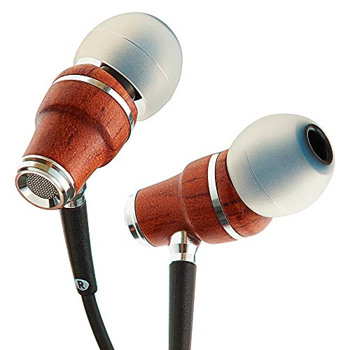 Product Cover Symphonized NRG X Bubinga Premium Genuine Wood Earbuds, in-Ear Noise-Isolating Headphones, Earphones with Angle-Fit Ear Tips, in-line Microphone and Volume Control, Stereo Earphones (Black)
