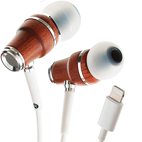Product Cover Symphonized NRG MFI Earbuds, Certified Lightning Earbuds Compatible with Apple iPhone/iPad/iPod, Premium Genuine Bubinga Wood in-Ear Noise Isolating Earphones, Stereo Wired Headphones (White)