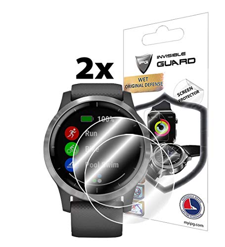 Product Cover IPG for Garmin vívoactive 4 Smartwatch Screen Protector (2 Units) Invisible Ultra HD Clear Film Anti Scratch Skin Guard - Smooth/Self-Healing/Bubble -Free