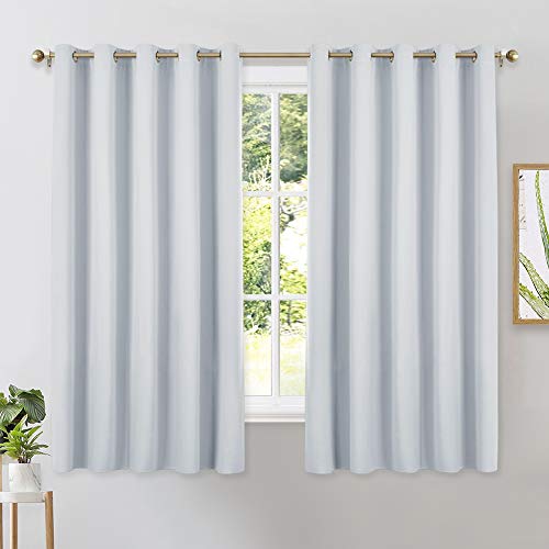 Product Cover NICETOWN Room Darkening Draperies Curtains Panels, Window Treatment Thermal Insulated Grommet Room Darkening Curtains/Drapes for Bedroom (Greyish White, 2 Panels, 70 by 63)