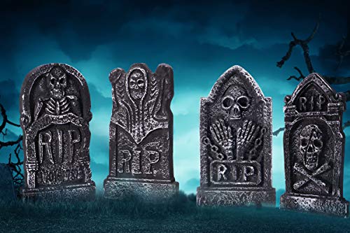 Product Cover Sizonjoy Pack of 4 Foam Grave Tombstones for Halloween Decorations,17