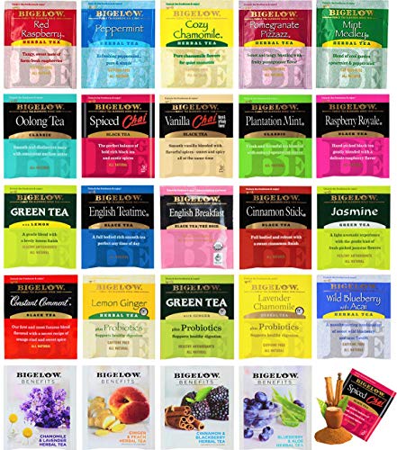 Product Cover Bigalow Tea Bags Sampler Assortment Variety Pack Gift Box - 49 Count - Perfect Variety - English Breakfast, Green, Black, Herbal, Chai Tea and more ...