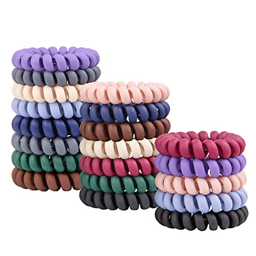 Product Cover Spiral Hair Ties No Crease, Colorful Matte Coil Hair Ties for Women Elastic Traceless Hair Ties Phone Cord Hair Ties Waterproof Hair Coils Accessories 20PCS