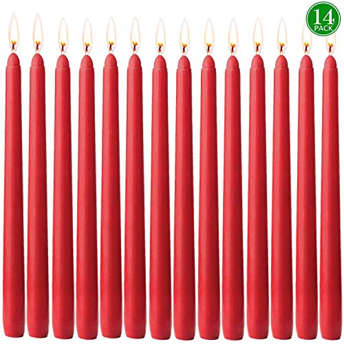 Product Cover XYUT Elegant Taper Candles 10 Inches Tall Premium Quality Candles Set of 14 (Burgundy)