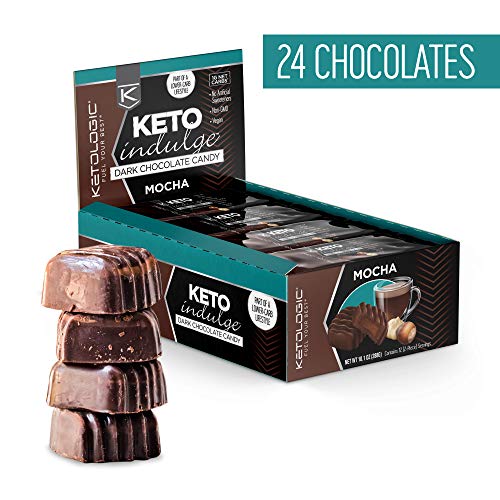 Product Cover KetoLogic Keto Indulge Sugar Free Chocolate: Keto Chocolate Candy - Low Carb, Dark Chocolate with No Artificial Sweeteners & No Added Sugar | All Natural, Non GMO, Keto Sweets | Mocha (12 Serve)