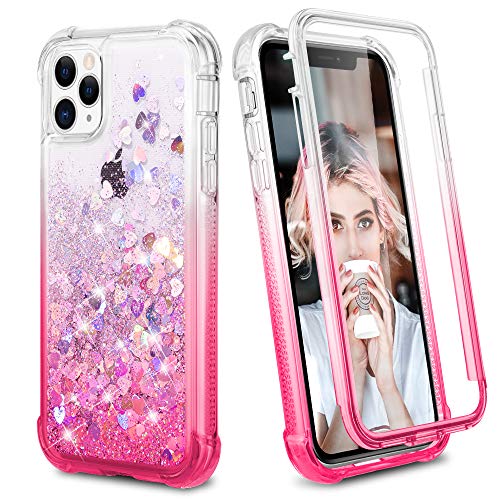 Product Cover Ruky Case for iPhone 11 Pro Max Glitter Case Full Body Rugged Liquid Clear Cover with Built-in Screen Protector Shockproof Protective Girls Women Case for iPhone 11 Pro Max 2019 (Gradient Pink)