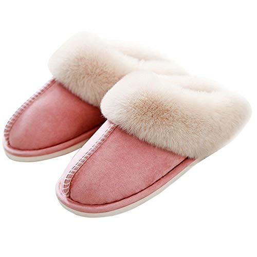 Product Cover SOSUSHOE Womens Slippers Memory Foam Fluffy Fur Soft Slippers Warm House Shoes Indoor Outdoor Winter, Pink, 7-7.5 B(M) US