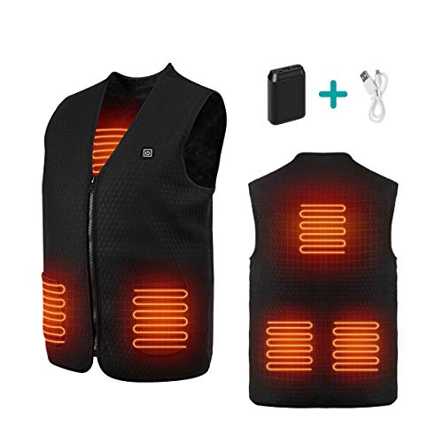 Product Cover ROCKPALS Heated Vest for Men and Women with Battery, Electric Warmer Vest Rechargeable, Built-in 5 Pcs Heating Pads USB Charging for Outdoor Motorcycle Riding Golf Hunting (Chest: 41.7 in)