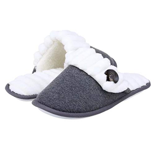 Product Cover ZriEy Women's House Slippers Cute Comfy Fuzzy Knitted Memory Foam Home Shoes Indoor & Outdoor Grey Size 9-10