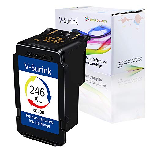 Product Cover V-Surink Remanufactured Ink Cartridge Replacement for Canon CL246XL Compatible with PIXMA MX492 TR4520 TS3120 MG2420 MG2522 MX490 MG2920 MG2922 MG2520 IP2820 Printer (1 Color)