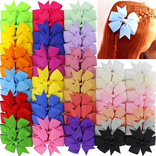 Product Cover 50Piece Grosgrain Ribbon Hair Bows Boutique Pinwheel Bow Alligator Clips For Children Toddlers Teens Gifts In Pairs