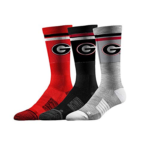 Product Cover Elite Fan Shop Georgia Bulldogs Socks 3-Pack Retro Stripe - Mens (8-12) - Red