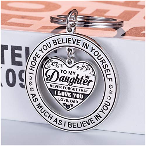 Product Cover Gifts for Daughter from Dad- to My Daughter Believe in You Love Dad Engraved Keychain - Touching Present for Christmas, Birthday, Graduation for Her from Father - Christmas Gift Ideas