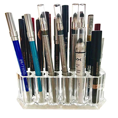 Product Cover Acrylic Eyeliner Lip Liner Holder Organizer, Makeup Brush Holder, 26 Slots Makeup Pen Cosmetic Display Case