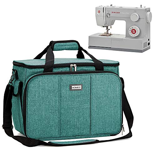 Product Cover HOMEST Sewing Machine Carrying Case with Multiple Storage Pockets, Universal Tote Bag with Shoulder Strap Compatible with Most Standard Singer, Brother, Janome (Green)