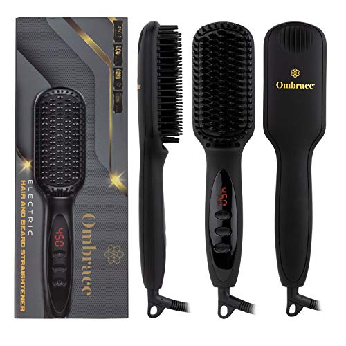 Product Cover Ombrace Beard and Hair Straightener Brush | Rapid Heating Straightening Brush Designed for Men and Women | Premium Hair Styling Tool for All Types of Beards and Hair | Anti-Scaled Heated Beard Comb